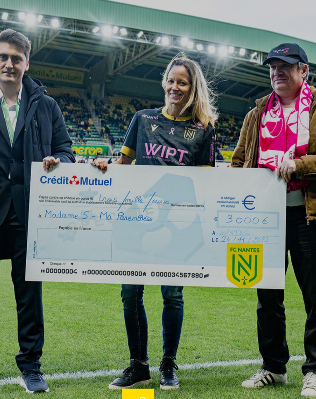 La Fondation FC Nantes va reverser 3.000 € à deux associations de lutte contre le cancer des seins.